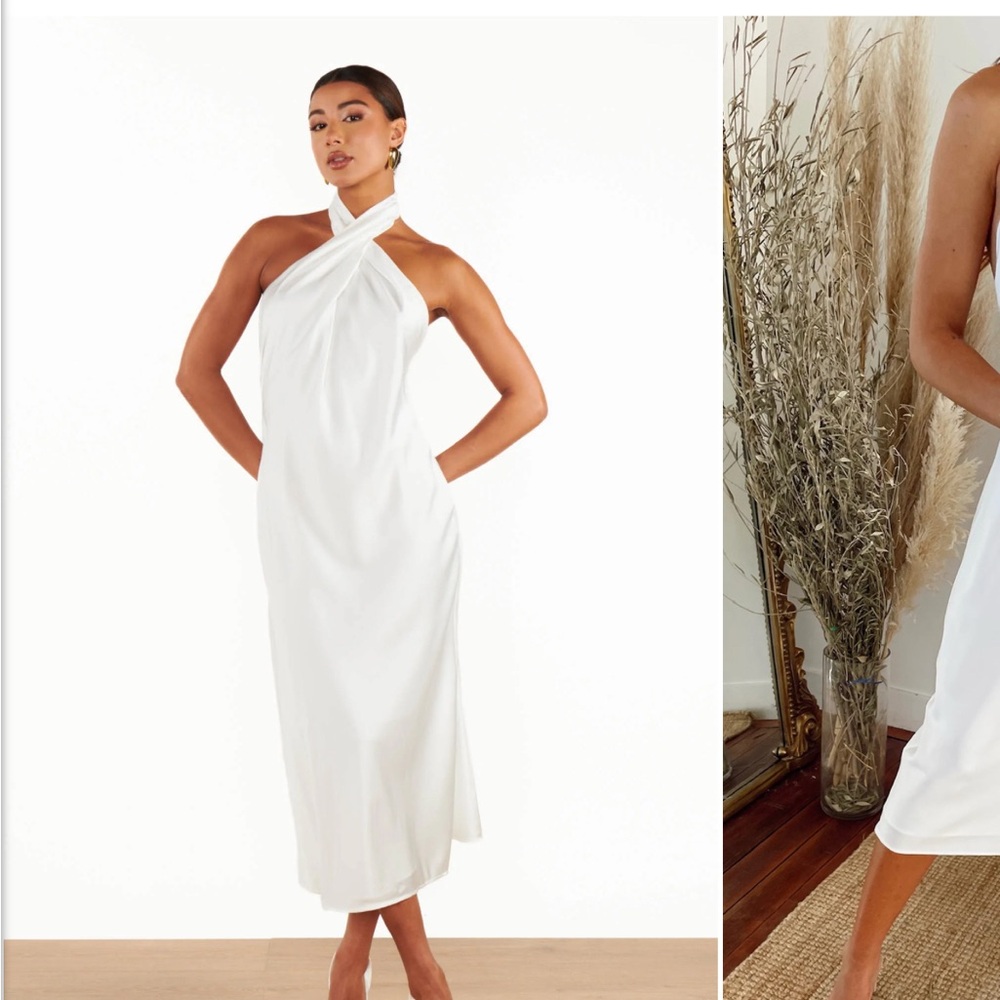 Elegant White Halter Dress